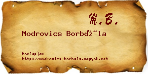 Modrovics Borbála névjegykártya
